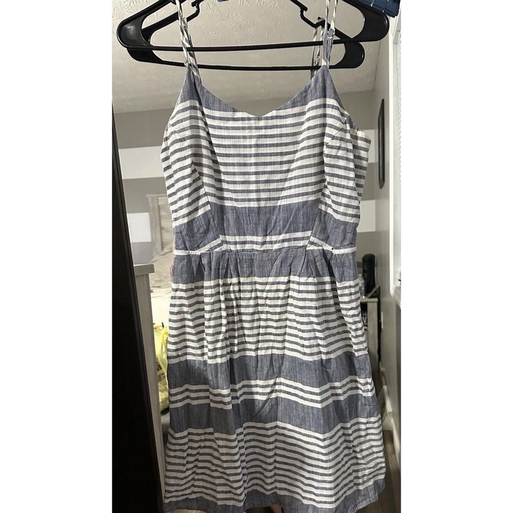 Old Navy Fit & Flare Spaghetti Strap Sundress White And Blue Sz S‎ Lined